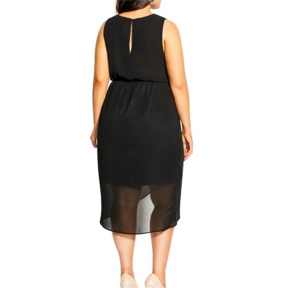 NWT New with Tags City Chic Sexy Tie Sleeveless Chiffon Tulip Dress Black 16 - Picture 2 of 16